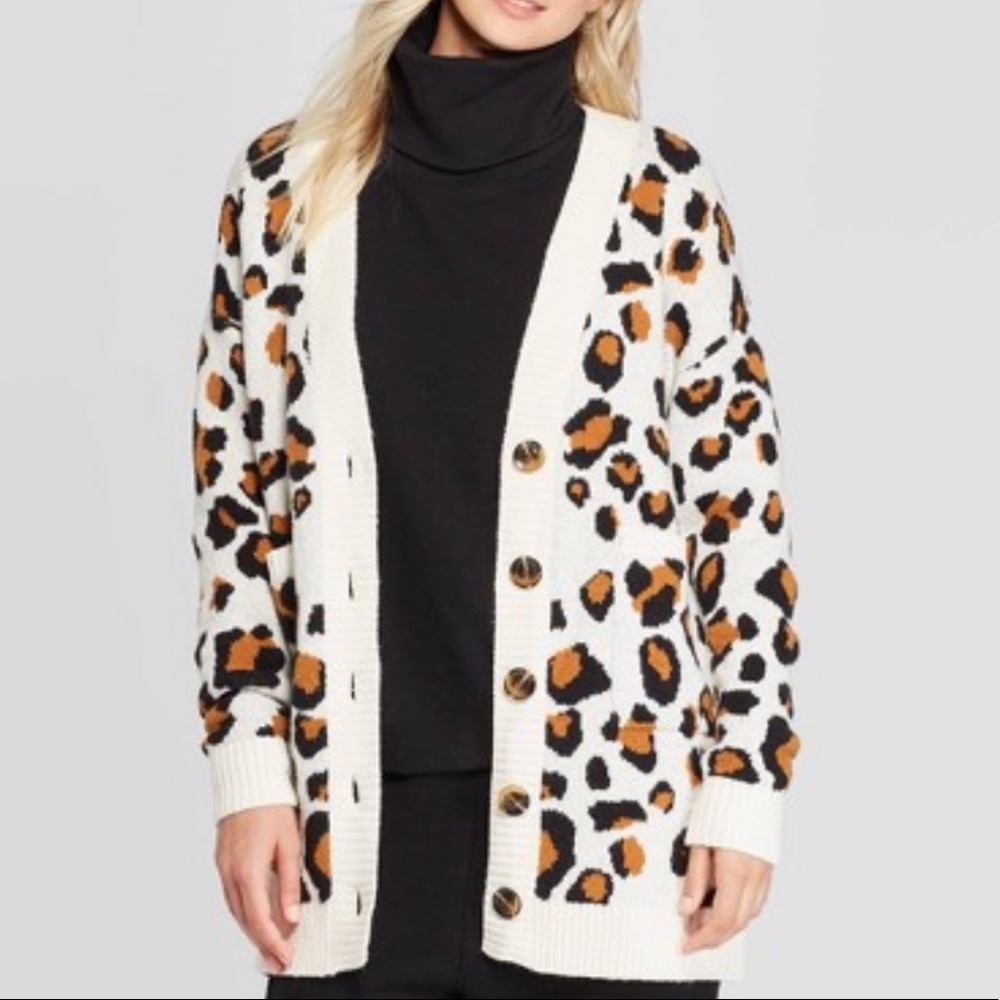 Who What Wear Leopard Print Cardigan